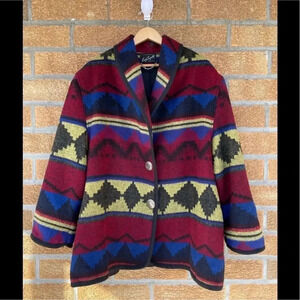 LADY SUZETTE Vintage Wool Dartmouth
Fabric Southwestern Native Jacket Coat XL